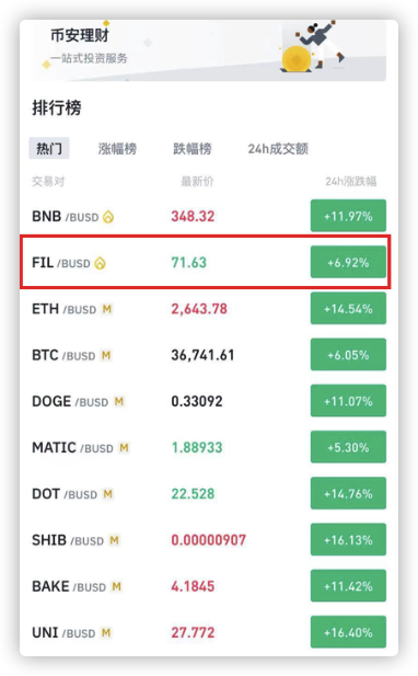 Binance主界面
